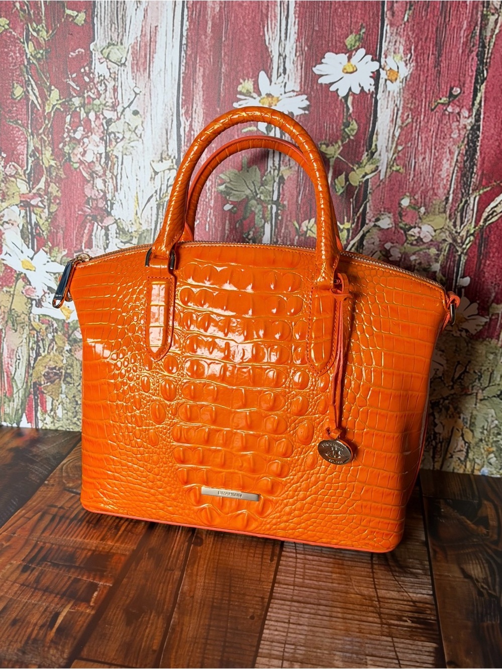 HARD TO FIND IN BRAHMIN DUXBURY MANGO ORANGE NWT FIRM $ - Picture 14 of 16
